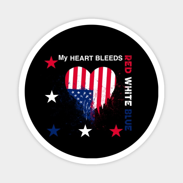 My Heart Bleed Red White & Blue Magnet by nancyartwork